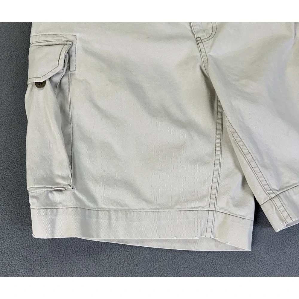 Polo Ralph Lauren‎ Cargo Shorts Mens 36 Light Beige Baggy Distressed Logo Y2K